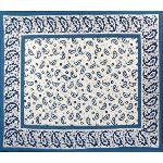 Quilted White/Blue Cotton placemat 15"x19", Volutes pattern