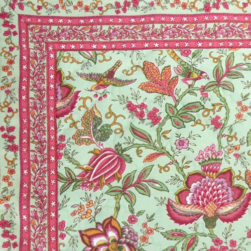 Mint Provencal quilted table runner "Colombes" 18x59 inch