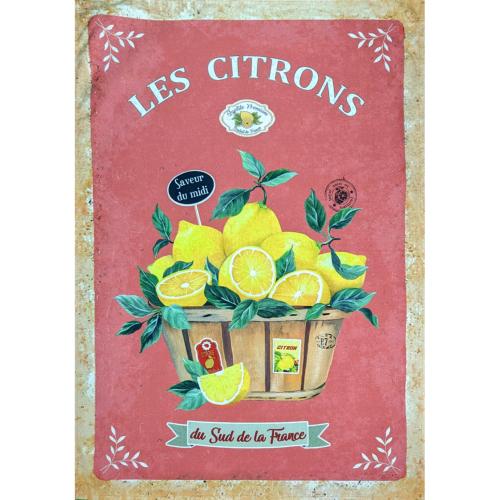 Terracotta Provencal Cotton Tea Towel, 19 x 26 inches, Lemon design