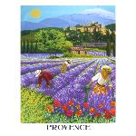 Provencal Cotton Tea Towel, 19 x 26 inches, "Lavender Picking" design