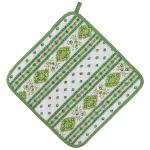 Ecru & Green Quilted Potholder - Provencal design Esterel