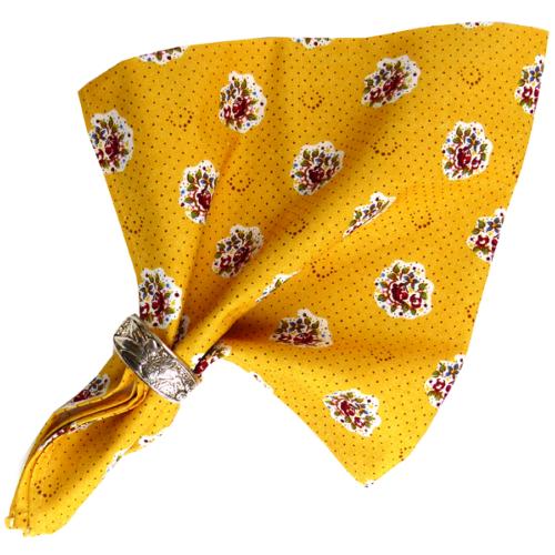 Yellow Napkin, Provencal design "Flowers", 100% pure cotton