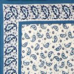 Quilted White/Blue Cotton placemat 15"x19", Volutes pattern