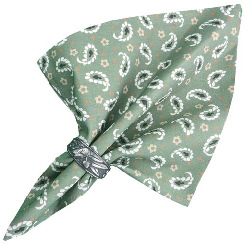 Almond Green Napkin, Provencal design "Volutes", 100% pure cotton