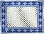 Ecru/Blue Rectangle Provencal Quilted placemat, "Esterel" design