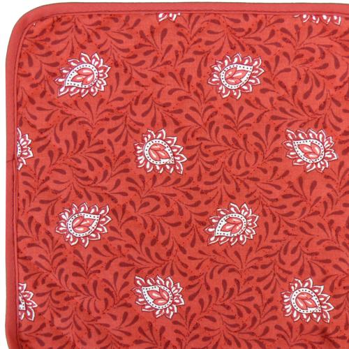 Red Lotus Quilted Potholder - Provencal design