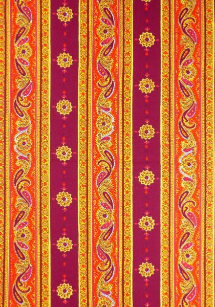 “Orange Volutes”, French Border Stripe Fabric 55