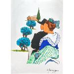 Provencal Kitchen Towel, 19 x 26 inches, "Les Camarguais" design