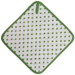 Ecru & Green Quilted Potholder - Provencal design Esterel