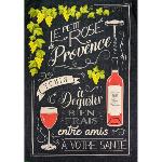 Black Provencal Cotton Tea Towel, 19 x 26 inches, "Rosé Wine" design